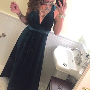 Handmade Green Velvet Infinity Gown with bandeau size small